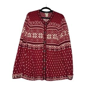 Women's Red 100% cotton Christmas winter Nordic Sweater